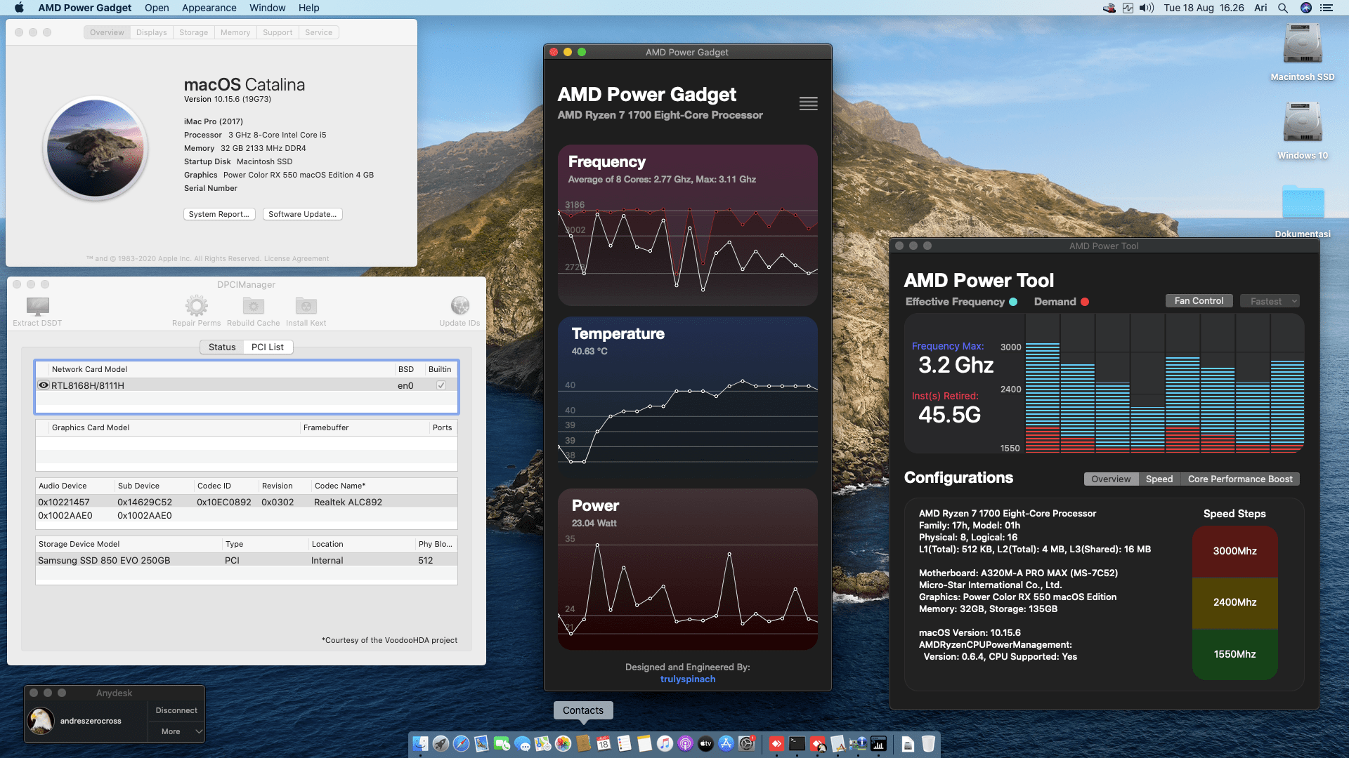 Success Hackintosh macOS Catalina 10.15.6 Build 19G73 in MSI A320M-A Pro Max + AMD Ryzen 7 1700 + Power Color RX 550